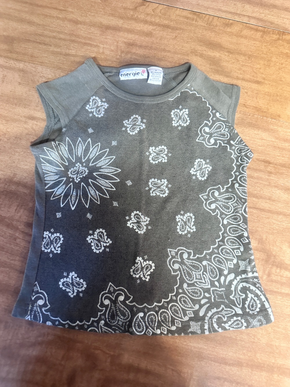 Energie girls Olive Green Bandana Print Tank Top